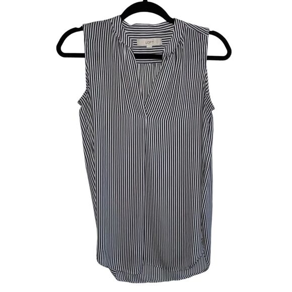 LOFT Tops - Loft Grey & White Striped Tank Top